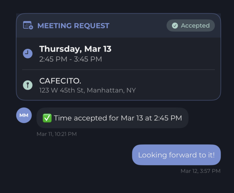 Meeting request chat